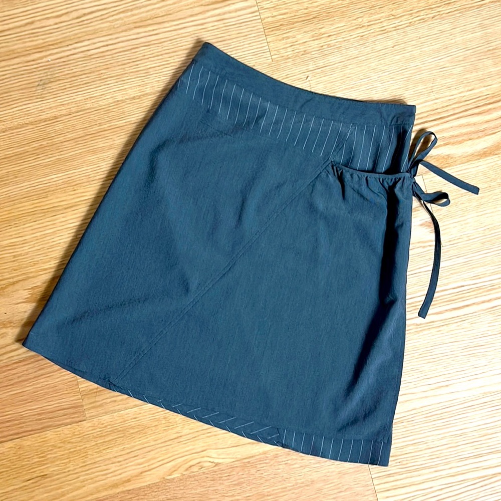 Cute gray pinstripe faux wrap mini skirt